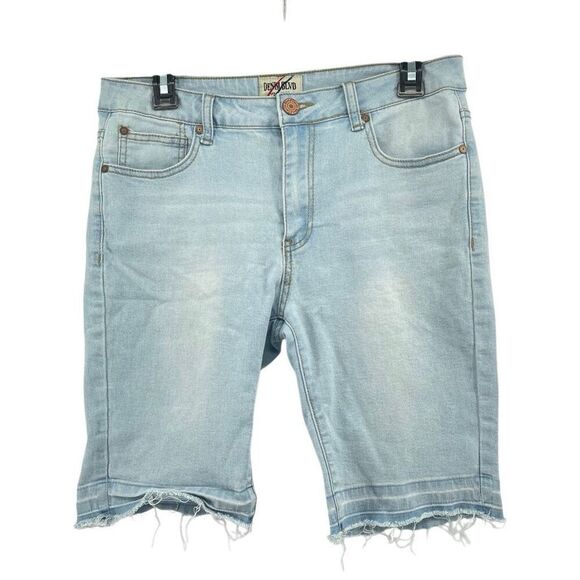 Denim Blvd Stretch Denim Bermuda Shorts – Light Wash, Raw Hem, Women’s Large - Picture 1 of 11